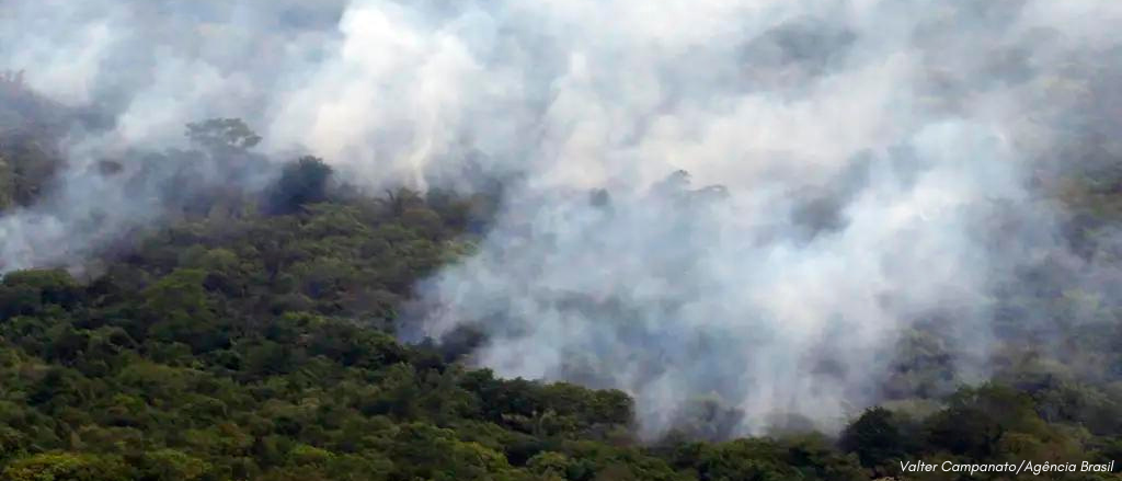 Região com fumaça causada por grandes queimadas